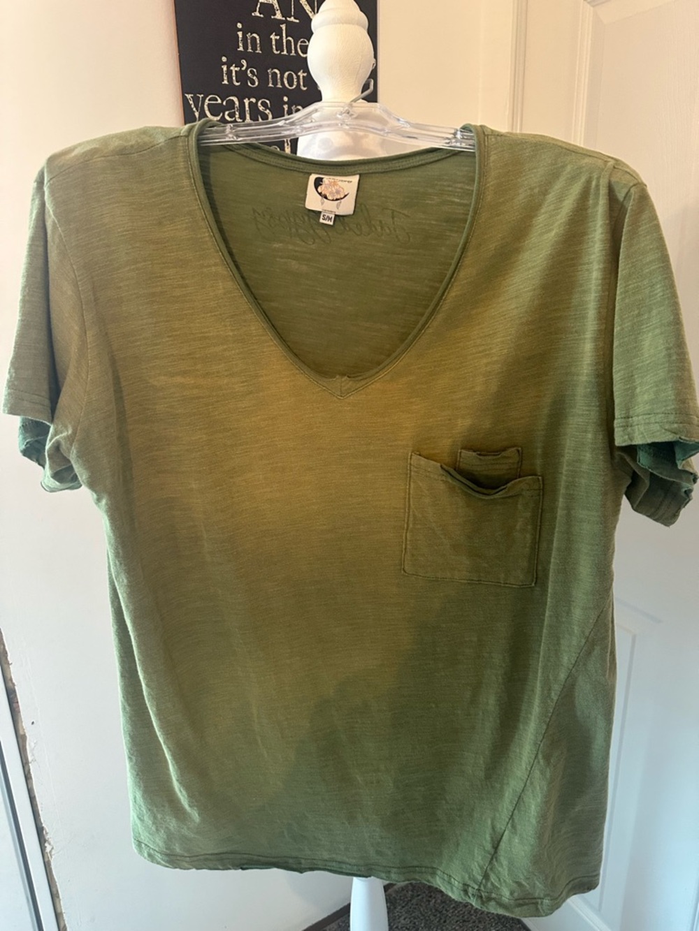 Jaded Gypsy Green V-Neck Pocket T-Shirt